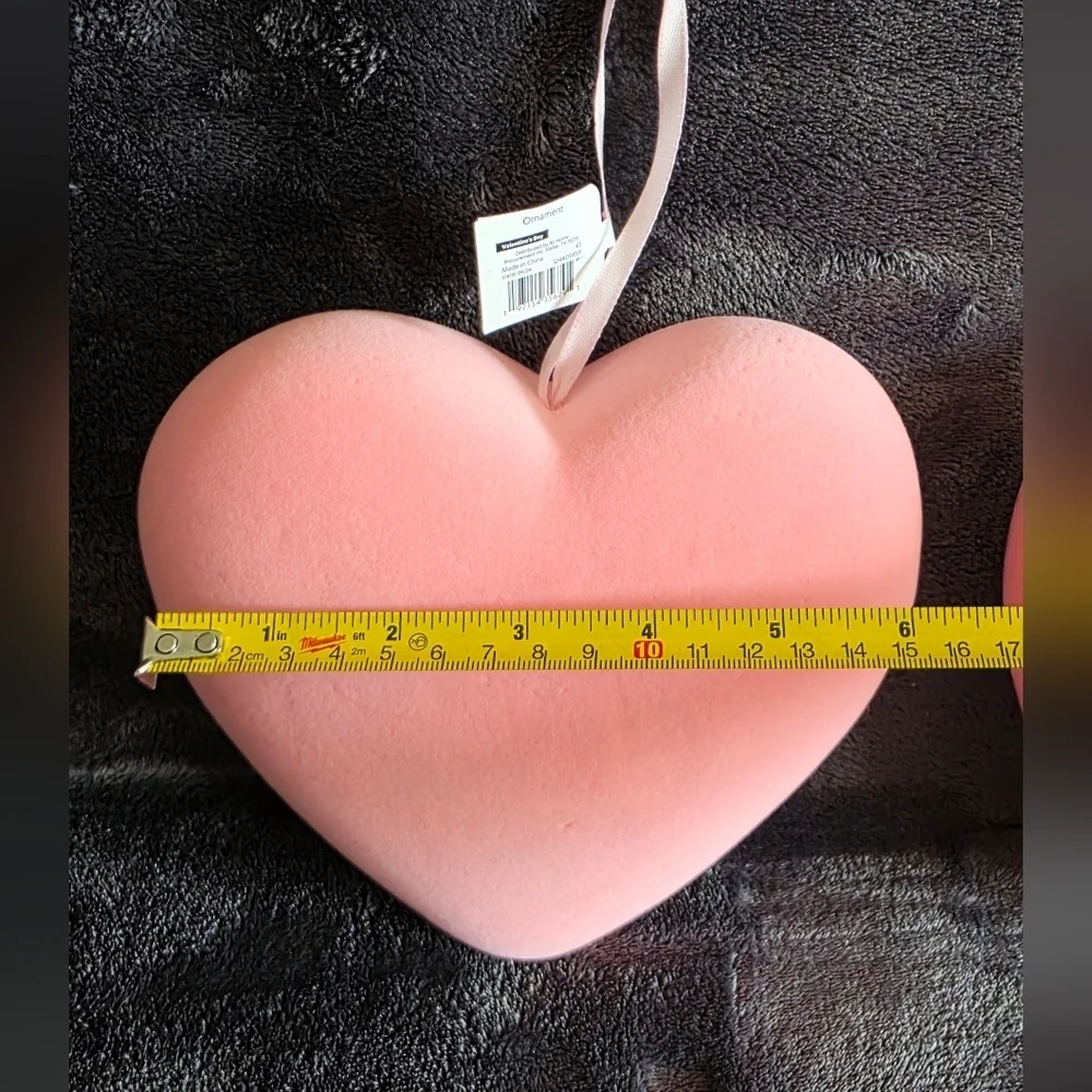 New pink Flocked Hanging Heart lot of 2, Valentine's Day indoor decor,  6' tall
